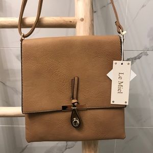 NEW Le Miel Vegan Taupe Crossbody Bag